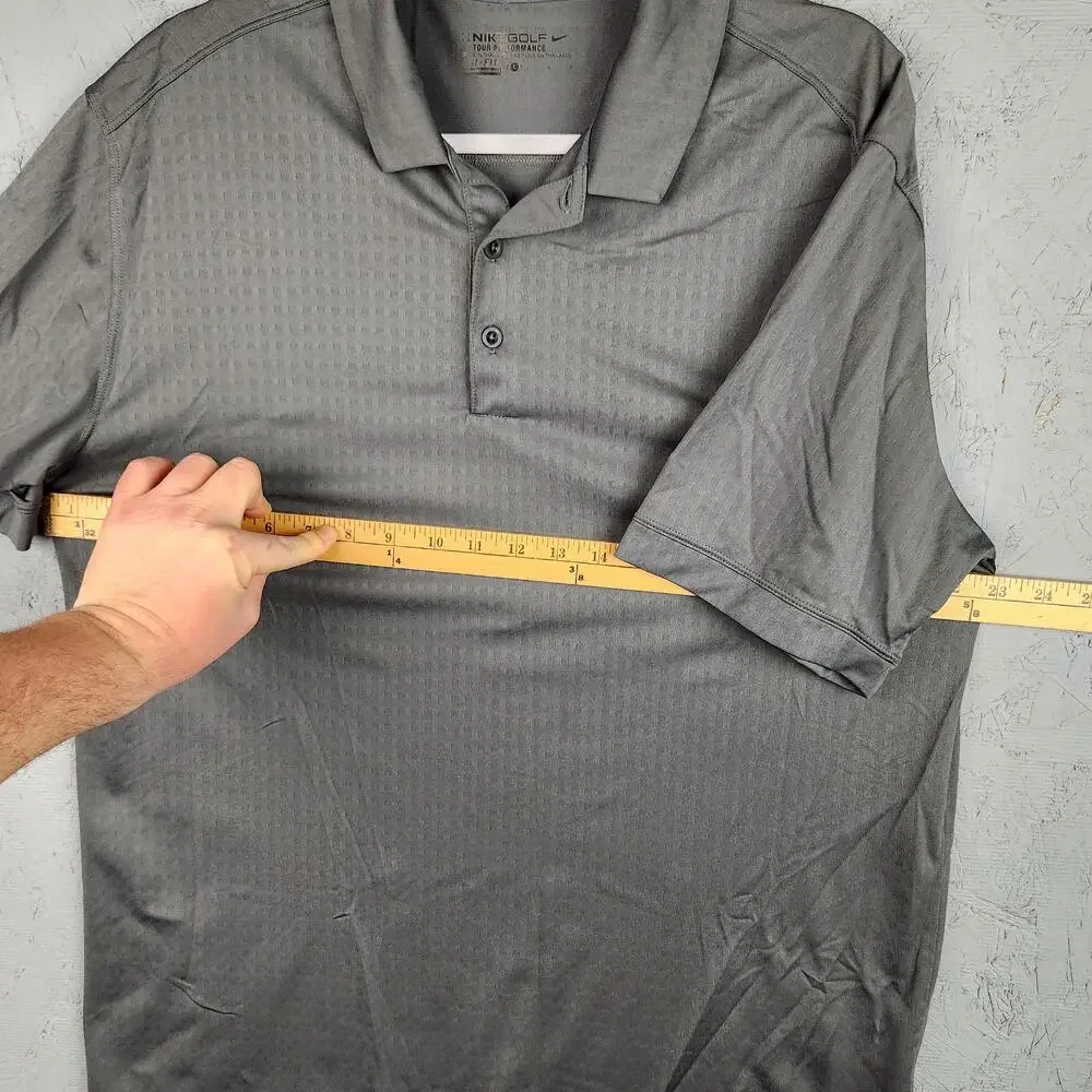 Nike Golf Tour Performance Polo Shirt Mens Large Gray Dri-FIT Lightweight Golf